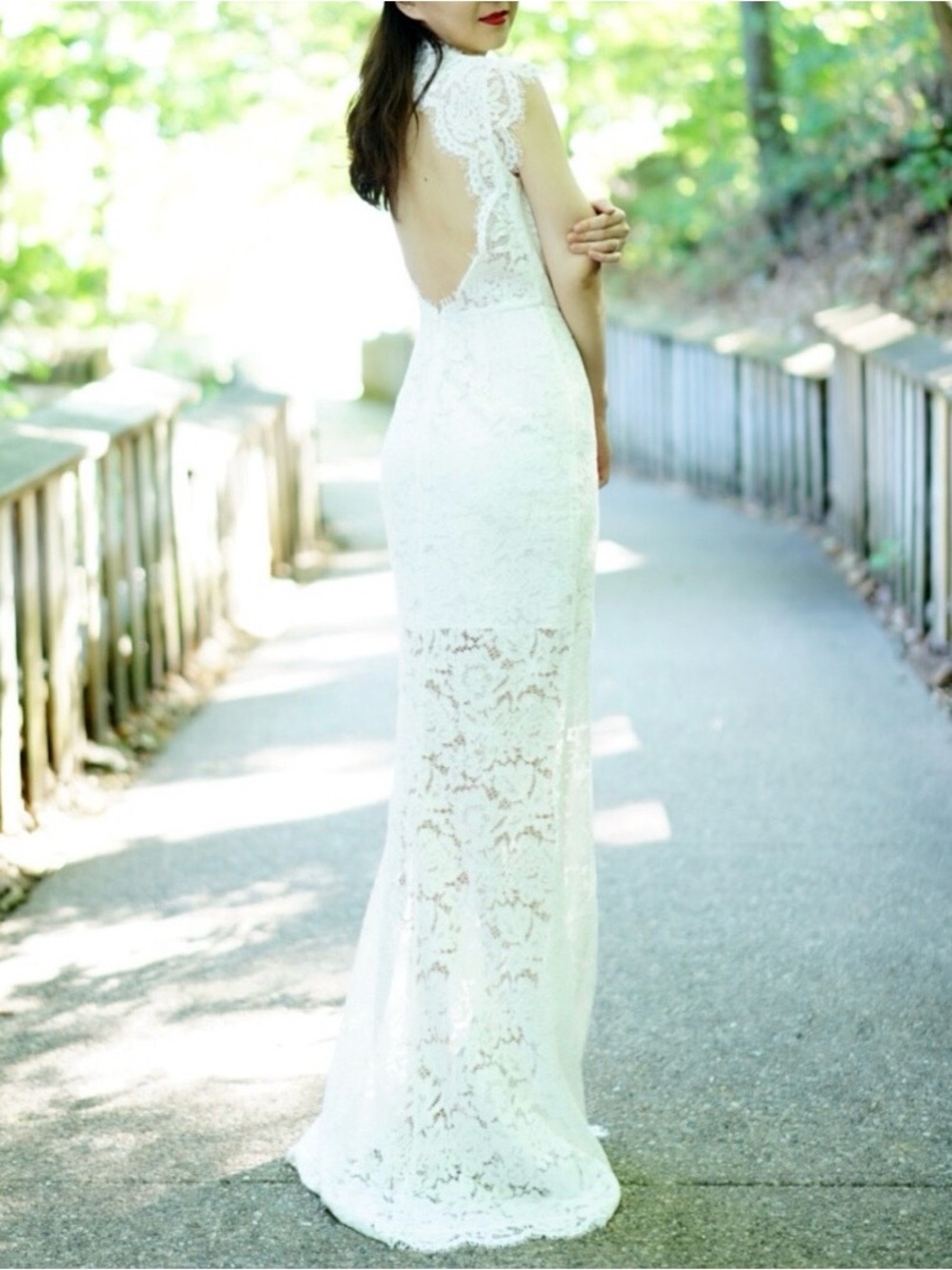 Rachel Zoe White Lace Open-Back Maxi Gown Wedding Dress Size 2